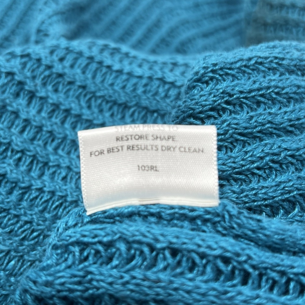 Eileen Fisher Open Knit Linen Sweater Blue Size Large Italian Yarn Long Sleeve - Picture 8 of 9